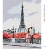 Diamantové maľovanie - MLADÝ PÁR A EIFFELOVA VEŽA (Rámovanie bez rámu a bez vypnutia plátna, Rozmer 40x50 cm)