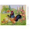 Diamantové maľovanie - KOHÚT SO SLIEPKAMI OBKLOPENÍ KVETMI (Rámovanie bez rámu a bez vypnutia plátna, Rozmer 40x50 cm)