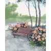Diamantové maľovanie - LAVIČKA V LESE PRI RIKE (Rámovanie bez rámu a bez vypnutia plátna, Rozmer 40x50 cm)