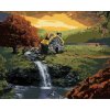 Diamantové maľovanie - LESNÁ CHATIČKA S POTOČKOM (Rámovanie bez rámu a bez vypnutia plátna, Rozmer 40x50 cm)