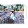 Diamantové maľovanie - LEVANDUĽOVÉ POLE A ŽENA V PROVENCE (Rámovanie bez rámu a bez vypnutia plátna, Rozmer 40x50 cm)