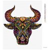 Diamantové maľovanie - BÝK S ORNAMENTAMI (Rámovanie bez rámu a bez vypnutia plátna, Rozmer 40x50 cm)