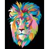 Diamantové maľovanie - FAREBNÝ LEV NA ČIERNOM POZADIÍ (Rámovanie bez rámu a bez vypnutia plátna, Rozmer 40x50 cm)
