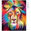 Diamantové maľovanie - FAREBNÝ LEV S HRIVOU (Rámovanie bez rámu a bez vypnutia plátna, Rozmer 40x50 cm)