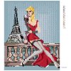 Diamantové maľovanie - EIFFELOVA VEŽA A ŽENA SO SKLENIČKOU (Rámovanie bez rámu a bez vypnutia plátna, Rozmer 40x50 cm)