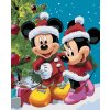 Diamantové maľovanie - MICKEY MOUSE A MINNIE VO VIANOČNOM (Rámovanie bez rámu a bez vypnutia plátna, Rozmer 40x50 cm)