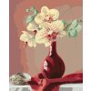 Diamantové maľovanie - ZÁTIŠIE ORCHIDEA V ČERVENEJ VÁZE A MUŠĽA (PIETER WAGEMANS) (Rámovanie bez rámu a bez vypnutia plátna, Rozmer 40x50 cm)