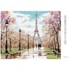 Diamantové maľovanie - MILENCI V PARKU PRI EIFFELOVEJ VEŽI (RICHARD MACNEIL) (Rámovanie bez rámu a bez vypnutia plátna, Rozmer 40x50 cm)