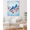 Diamantové maľovanie - DVA MODRÉ VTÁČIKY NA KONÁRI (Rámovanie bez rámu a bez vypnutia plátna, Rozmer 40x50 cm)