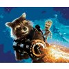 Diamantové maľovanie - ROCKET A GROOT V BOJI (STRÁŽCOVIA GALAXIE) (Rámovanie bez rámu a bez vypnutia plátna, Rozmer 40x50 cm)