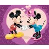 Diamantové maľovanie - MICKEY MOUSE, MINNIE A SRDIEČKA (Rámovanie bez rámu a bez vypnutia plátna, Rozmer 40x50 cm)