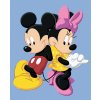 Diamantové maľovanie - MICKEY MOUSE A MINNIE NA MODROM POZADÍ (Rámovanie bez rámu a bez vypnutia plátna, Rozmer 40x50 cm)