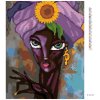 Diamantové maľovanie - AFRICKÁ ŽENA SO SLNEČNICOU (Rámovanie bez rámu a bez vypnutia plátna, Rozmer 40x50 cm)