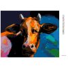 Diamantové maľovanie - FAREBNÁ KRAVA S TMAVÝM POZADÍM (Rámovanie bez rámu a bez vypnutia plátna, Rozmer 40x50 cm)