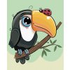 Diamantové maľovanie - LIENKA A TUKAN (Rámovanie bez rámu a bez vypnutia plátna, Rozmer 40x50 cm)