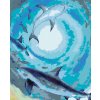 Diamantové maľovanie - HÚF ŽRALOKOV A RÝB PLÁVAJÚCI V TMAVOM MORI (Rámovanie bez rámu a bez vypnutia plátna, Rozmer 40x50 cm)