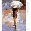 Diamantové maľovanie - DIEVČA S BIELYM DÁŽDNIKOM (Rámovanie bez rámu a bez vypnutia plátna, Rozmer 40x50 cm)