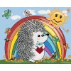 Diamantové maľovanie - JEŽKO A DÚHA (Rámovanie bez rámu a bez vypnutia plátna, Rozmer 40x50 cm)
