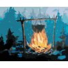 Diamantové maľovanie - KEMPOVANIE V LESE (Rámovanie bez rámu a bez vypnutia plátna, Rozmer 40x50 cm)