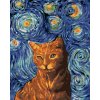 Diamantové maľovanie - KOČKA OD GOGHA (Rámovanie bez rámu a bez vypnutia plátna, Rozmer 40x50 cm)
