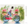 Diamantové maľovanie - KRÁLIK V KLOBÚKU NA BICYKLI (Rámovanie bez rámu a bez vypnutia plátna, Rozmer 40x50 cm)