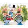 Diamantové maľovanie - KRÁLIK V KLOBÚKU NA BICYKLI (Rámovanie bez rámu a bez vypnutia plátna, Rozmer 40x50 cm)