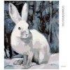 Diamantové maľovanie - KRÁLIK V ZIME PRI LESE (Rámovanie bez rámu a bez vypnutia plátna, Rozmer 40x50 cm)