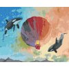 Diamantové maľovanie - LIETAJÚCE KOSATKY S HORKOVZDUŠNÝM BALÓNOM (Rámovanie bez rámu a bez vypnutia plátna, Rozmer 40x50 cm)