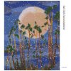 Diamantové maľovanie - MESIAC ZA STROMAMI V LESE (Rámovanie bez rámu a bez vypnutia plátna, Rozmer 40x50 cm)