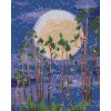 Diamantové maľovanie - MESIAC ZA STROMAMI V LESE (Rámovanie bez rámu a bez vypnutia plátna, Rozmer 40x50 cm)