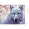 Diamantové maľovanie - VLK S ROZKVITNUTOU VETVOU (Rámovanie bez rámu a bez vypnutia plátna, Rozmer 40x50 cm)
