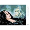 Diamantové maľovanie - ŽENA A RYBKA (Rámovanie bez rámu a bez vypnutia plátna, Rozmer 40x50 cm)