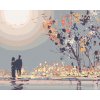 Diamantové maľovanie - PÁR PRI SLEDOVANÍ ZÁPADU SLNKA (Rámovanie bez rámu a bez vypnutia plátna, Rozmer 40x50 cm)