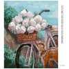 Diamantové maľovanie - PIVÓNIE V KOŠÍKU NA BICYKLI (Rámovanie bez rámu a bez vypnutia plátna, Rozmer 40x50 cm)