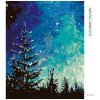 Diamantové maľovanie - STROM A NOČNÁ OBLOHA V LESE (Rámovanie bez rámu a bez vypnutia plátna, Rozmer 40x50 cm)