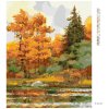 Diamantové maľovanie - JESENNÝ LES NA JAZERE (Rámovanie bez rámu a bez vypnutia plátna, Rozmer 40x50 cm)