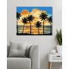 Diamantové maľovanie - SLNKO SVIETIACE NA PALMY (Rámovanie bez rámu a bez vypnutia plátna, Rozmer 40x50 cm)