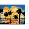 Diamantové maľovanie - SLNKO SVIETIACE NA PALMY (Rámovanie bez rámu a bez vypnutia plátna, Rozmer 40x50 cm)