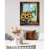 Diamantové maľovanie - SLNEČNICE VO VÁZE PRI OKNE (Rámovanie bez rámu a bez vypnutia plátna, Rozmer 40x50 cm)