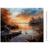 Diamantové maľovanie - KAČICA V RÁKOSÍ, MÓLO A ZÁPAD SLNKA NA JESEŇ (Rámovanie bez rámu a bez vypnutia plátna, Rozmer 40x50 cm)