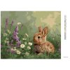 Diamantové maľovanie - KRÁLIK V KVETINÁCH (Rámovanie bez rámu a bez vypnutia plátna, Rozmer 40x50 cm)