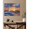 Diamantové maľovanie - PLACHETNICA NA PLÁŽI, MAJÁK A ZÁPAD SLNKA (Rámovanie bez rámu a bez vypnutia plátna, Rozmer 40x50 cm)