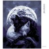Diamantové maľovanie - BIELY A ČIERNY VLK A SPLN (Rámovanie bez rámu a bez vypnutia plátna, Rozmer 40x50 cm)