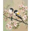 Diamantové maľovanie - SÝKORKA A ROZKVITNUTÝ KONÁR JABLONE (Rámovanie bez rámu a bez vypnutia plátna, Rozmer 40x50 cm)