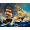 Diamantové maľovanie - BITKA LODÍ NA ROZBÚRENOM MORI (Rámovanie bez rámu a bez vypnutia plátna, Rozmer 40x50 cm)