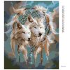 Diamantové maľovanie - BIELY VLK A LAPAČ SNOV V TVARE MESIACA (Rámovanie bez rámu a bez vypnutia plátna, Rozmer 40x50 cm)