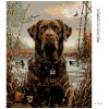 Diamantové maľovanie - HNEDÝ LABRADOR V RÁKOSÍ PRI RYBNÍKU (Rámovanie bez rámu a bez vypnutia plátna, Rozmer 40x50 cm)