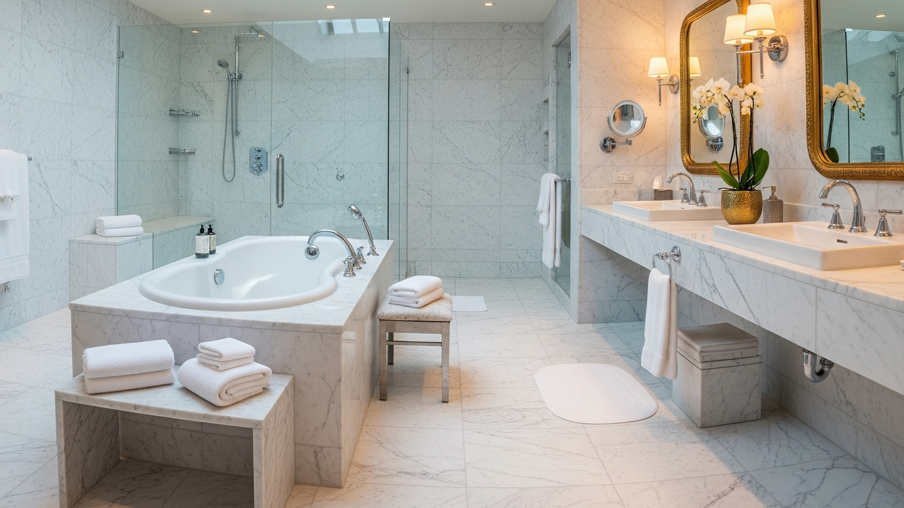 Koupelna z přírodního kamene. Údržba a ošetřování kamenných povrchů krok za krokem