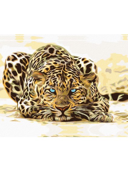 Haft diamentowy - Czający się leopard