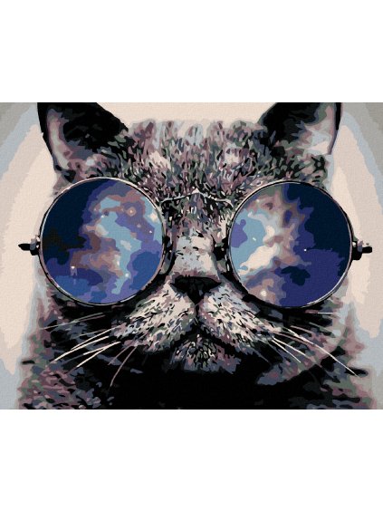 Haft diamentowy - Kot w okularach